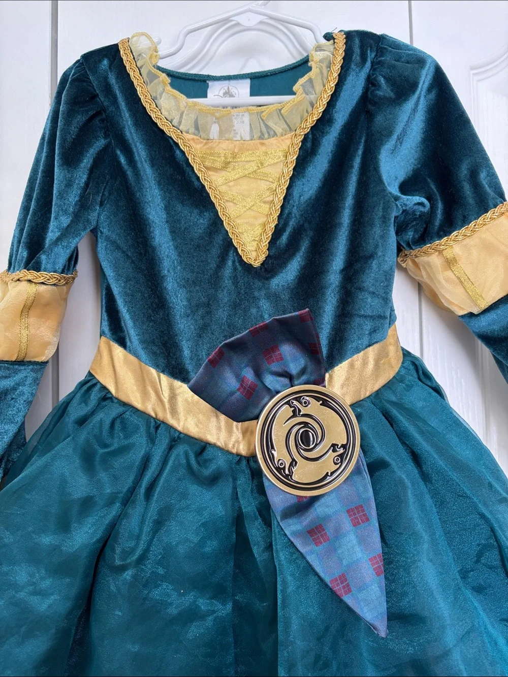 Disney Store Parks Brave Merida Green and Gold Princess Costume Dress 4